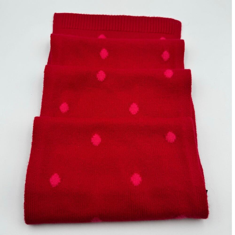 Talbots Womens 100% Cashmere Red Pink Polka Dot Scarf Winter Holiday Luxury